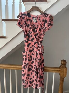 Silk Yoana Bareschi pink and grey wrap dress size XS